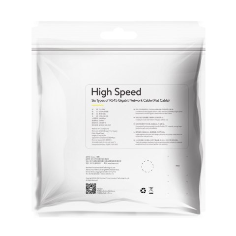 Kabel sieciowy RJ45 płaski High Speed Ethernet CAT6 0.5m - czarny