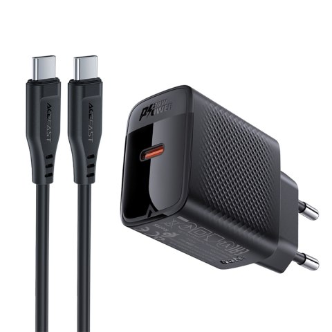 Ładowarka sieciowa A82 GaN USB-C PD 20W - czarna + kabel USB-C / USB-C Ładowarka sieciowa A82 GaN USB-C PD 20W - czarna + kabel USB-C / USB-C