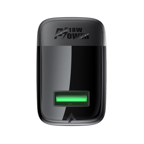 Ładowarka sieciowa A90 GaN USB-A QC 18W - czarna Ładowarka sieciowa A90 GaN USB-A QC 18W - czarna