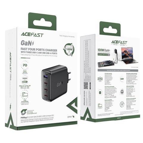 Ładowarka sieciowa A94 GaN2 USB-A 3x USB-C PD 100W - czarna Ładowarka sieciowa A94 GaN2 USB-A 3x USB-C PD 100W - czarna