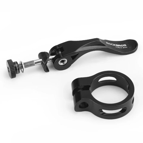 Obejma rowerowa zacisk do sztycy 27.2 i 28.6 mm pod siodełko z szybkozamykaczem - czarna