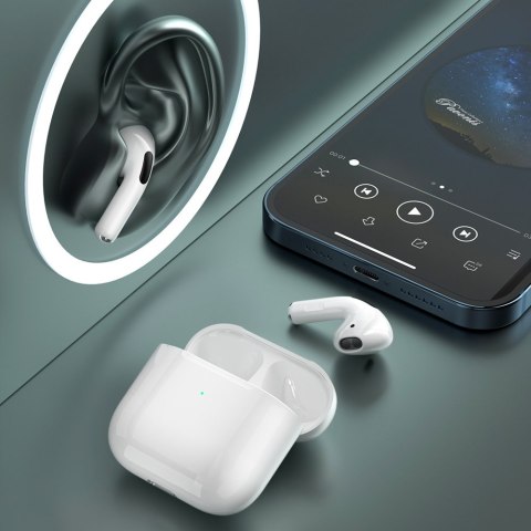 Słuchawki douszne bezprzewodowe Bluetooth TWS białe Słuchawki douszne bezprzewodowe Bluetooth TWS białe