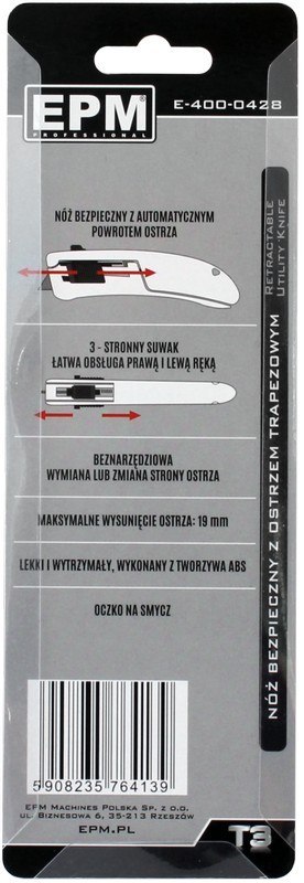 NÓŻ Z OSTRZEM TRAPEZOWYM BEZPIECZNY NÓŻ Z OSTRZEM TRAPEZOWYM BEZPIECZNY