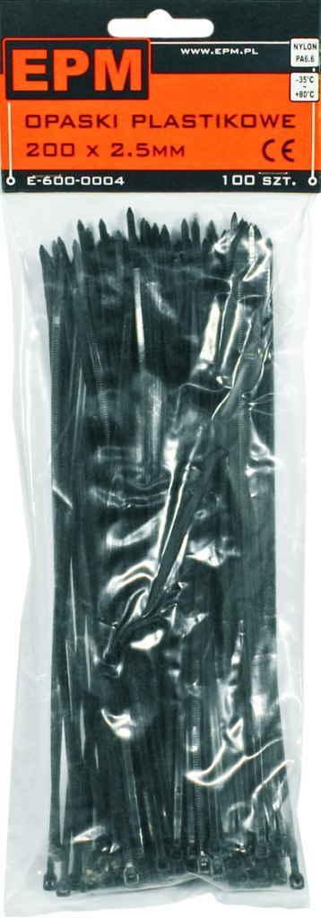 OPASKI PLASTIKOWE PA6.6 100SZT. CZARNE 300*3.6 OPASKI PLASTIKOWE PA6.6 100SZT. CZARNE 300*3.6