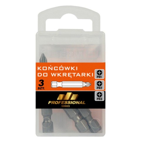 GROT, BIT, KOŃCÓWKA DO WKRĘTARKI 50MM 3SZT. PH1,PH2,PH3 GROT, BIT, KOŃCÓWKA DO WKRĘTARKI 50MM 3SZT. PH1,PH2,PH3