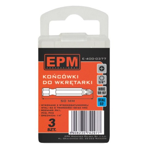 GROT, BIT, KOŃCÓWKA DO WKRĘTARKI 50MM 3SZT. PH1,PH2,PH3 GROT, BIT, KOŃCÓWKA DO WKRĘTARKI 50MM 3SZT. PH1,PH2,PH3