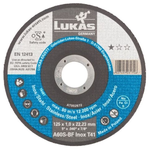 TARCZA PŁASKA T1A 115*1.0*22 A60S-BF INOX PREMIUMFLEX TARCZA PŁASKA T1A 115*1.0*22 A60S-BF INOX PREMIUMFLEX