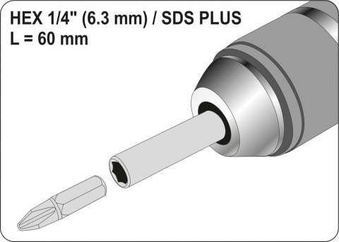 ADAPTER SDS PLUS DO BITÓW 1/4 ADAPTER SDS PLUS DO BITÓW 1/4
