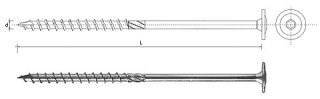 WKRĘT DO DREWNA Z KOŁNIERZEM NA TORX OCYNKOWANY 10*400MM T40
