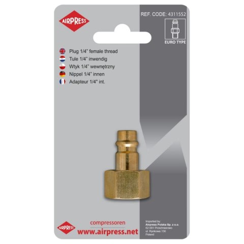 WTYK SZYBKOZŁĄCZKI Z GWINTEM WEWNĘTRZNYM 1/4'' WTYK SZYBKOZŁĄCZKI Z GWINTEM WEWNĘTRZNYM 1/4''