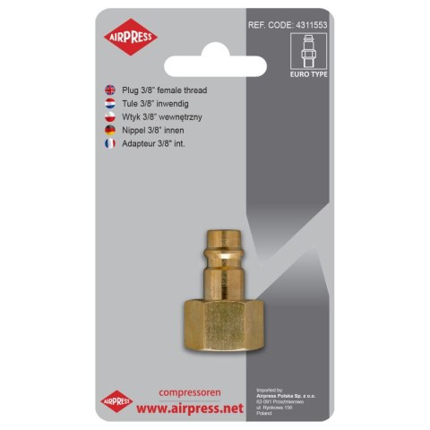 WTYK SZYBKOZŁĄCZKI Z GWINTEM WEWNĘTRZNYM 3/8'' WTYK SZYBKOZŁĄCZKI Z GWINTEM WEWNĘTRZNYM 3/8''