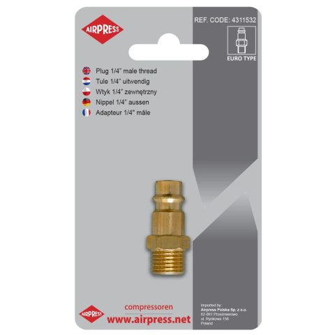 WTYK SZYBKOZŁĄCZKI Z GWINTEM ZEWNĘTRZNYM 1/4'' WTYK SZYBKOZŁĄCZKI Z GWINTEM ZEWNĘTRZNYM 1/4''