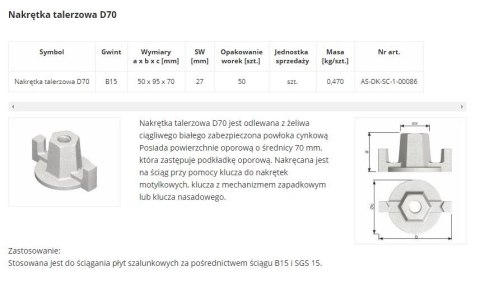 NAKRĘTKA TALERZOWA D70 NAKRĘTKA TALERZOWA D70