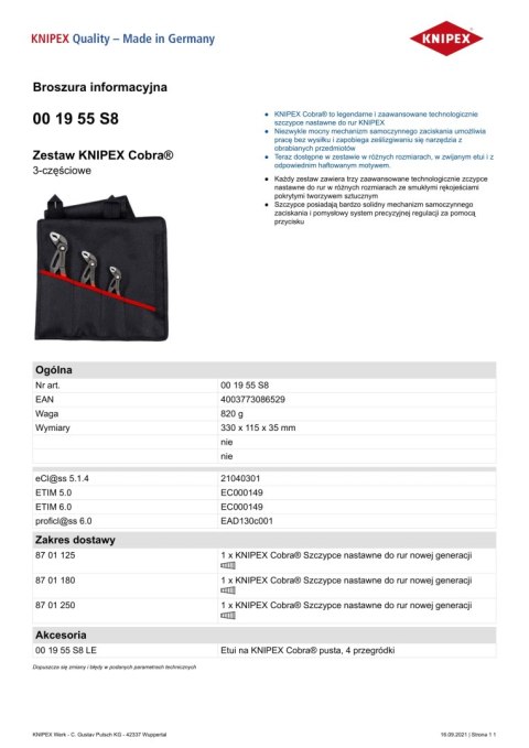 ZESTAW SZCZYPIEC DO RUR W ETUI 3-CZĘŚCIOWY 125,180,250MM. ZESTAW SZCZYPIEC DO RUR W ETUI 3-CZĘŚCIOWY 125,180,250MM.