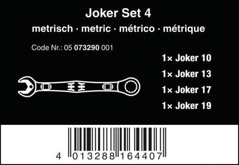 ZESTAW KLUCZY PŁASKO-OCZKOWYCH Z GRZECHOTKĄ 6000 JOKER 4SZT. ZESTAW KLUCZY PŁASKO-OCZKOWYCH Z GRZECHOTKĄ 6000 JOKER 4SZT.