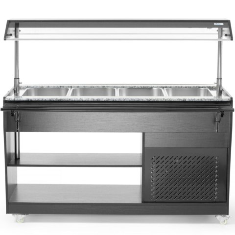 Bufet bar stół chłodniczy sałatkowy z oświetleniem daszkiem 4 pojemniki GN 1/1 2-10C 170 W