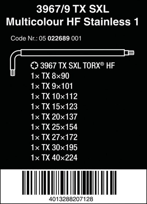 ZESTAW KLUCZY TRZPIENIOWYCH TORX 3967/9 TX SXL MULTICOLOUR ZESTAW KLUCZY TRZPIENIOWYCH TORX 3967/9 TX SXL MULTICOLOUR