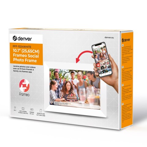 Ramka cyfrowa 10.1'' 16GB microSD WiFi głośnik MP4 Frameo PFF-1024W - biała Ramka cyfrowa 10.1'' 16GB microSD WiFi głośnik MP4 Frameo PFF-1024W - biała