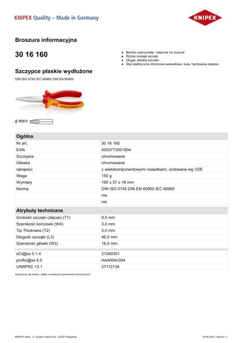 SZCZYPCE IZOLOWANE PŁASKIE WYDŁUŻONE 160MM SZCZYPCE IZOLOWANE PŁASKIE WYDŁUŻONE 160MM