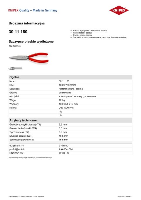 SZCZYPCE PŁASKIE WYDŁUŻONE 160MM SZCZYPCE PŁASKIE WYDŁUŻONE 160MM