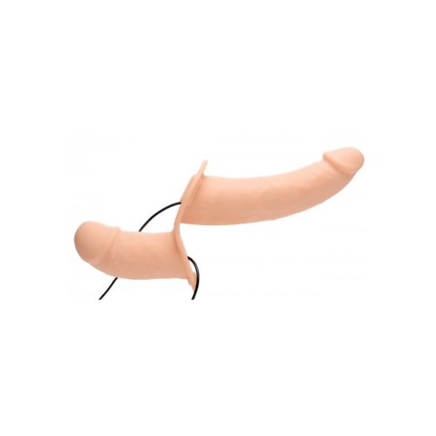 XR Brands - Wibrujące, podwójne dildo z uprzężą XR Brands - Wibrujące, podwójne dildo z uprzężą