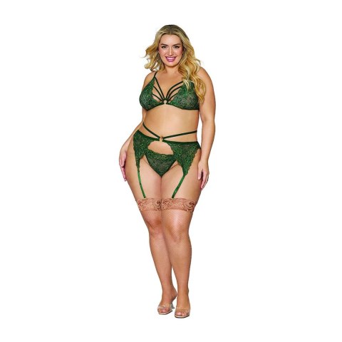 Dreamgirl - Zestaw z metalicznej koronki - Pluz Size Dreamgirl - Zestaw z metalicznej koronki - Pluz Size