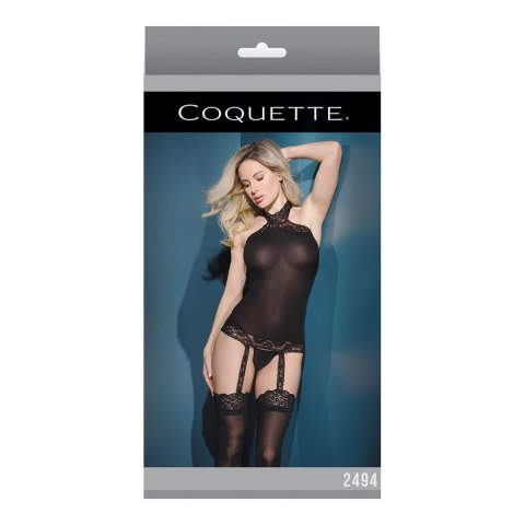 Coquette - Przezroczysty top typu halter z dołączonymi pończochami Coquette - Przezroczysty top typu halter z dołączonymi pończochami