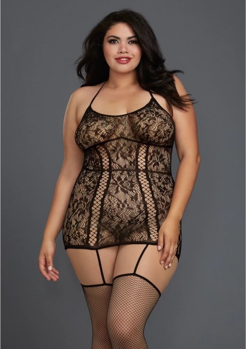 Dreamgirl - Sukienka z paskami do pończoch - Plus Size Dreamgirl - Sukienka z paskami do pończoch - Plus Size