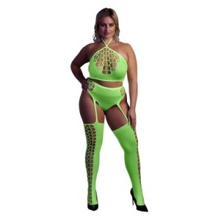 Dwuczęściowe body z krótkim topem i pończochami XL/XXXXL Ouch! by shots