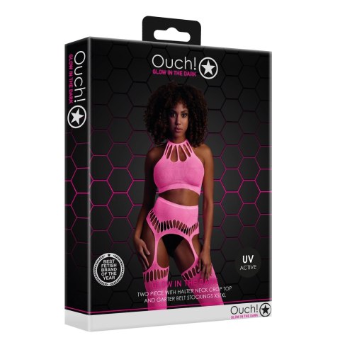 Dwuczęściowe body z krótkim topem i pończochami XS/L Ouch! by shots