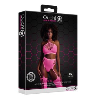 Dwuczęściowe body z krótkim topem i pończochami XS/L Ouch! by shots