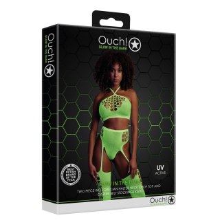 Dwuczęściowe body z krótkim topem i pończochami XS/L Ouch! by shots