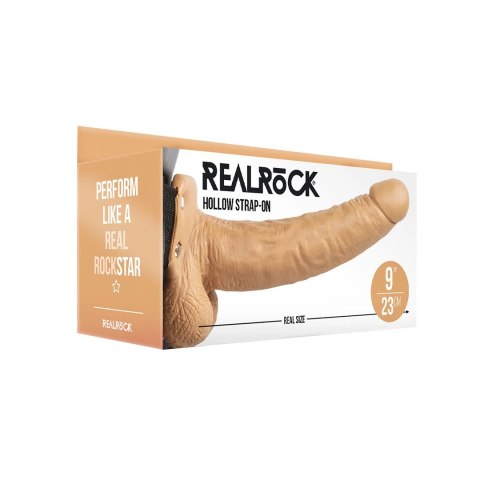 RealRock - Wibrator - dildo z jądrami na pasku 23 cm RealRock - Wibrator - dildo z jądrami na pasku 23 cm
