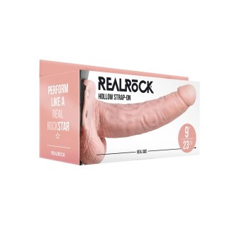 RealRock - Wibrator - dildo z jądrami na pasku 23 cm
