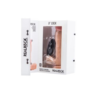 RealRock - Wibrujące realistyczne dildo z jądrami - z pilotem 23 cm