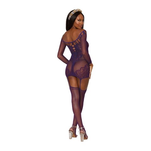Dreamgirl - Siateczkowa sukienka z paskami do pończoch - rozmiar uniwersalny Dreamgirl - Siateczkowa sukienka z paskami do pończoch - rozmiar uniwersalny