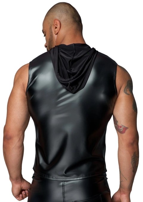 Noir - Stylowy Matowy Męski Bezrękawnik Z Kapturem Czarny 3XL Noir - Stylowy Matowy Męski Bezrękawnik Z Kapturem Czarny 3XL