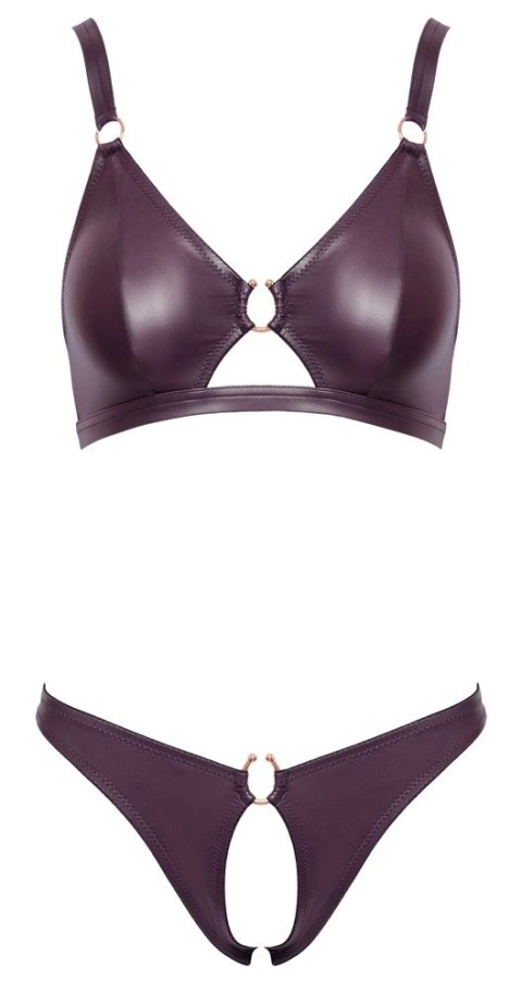 Cottelli LINGERIE - Seksowny Miękki Biustonosz I Otwarte Majteczki Fioletowe S