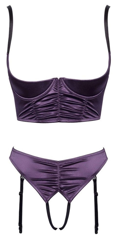 Cottelli LINGERIE - Seksowny Otwarty Biustonosz + Majteczki Z Paskami Do Pończoch Fioletowe 80B/M Cottelli LINGERIE - Seksowny Otwarty Biustonosz + Majteczki Z Paskami Do Pończoch Fioletowe 80B/M