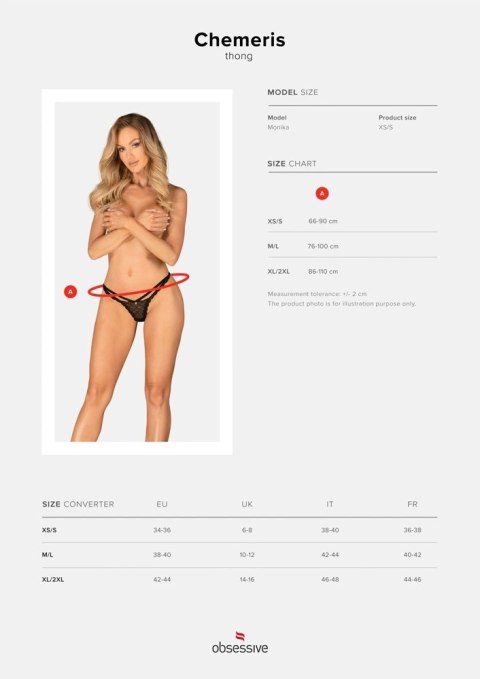 Obsessive - Seksowne Czarne Stringi Z Ozdobnym Paseczkiem Chemeris M/L Obsessive - Seksowne Czarne Stringi Z Ozdobnym Paseczkiem Chemeris M/L