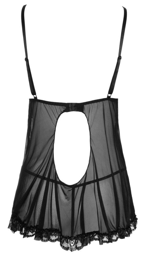 Cottelli LINGERIE - Gorąca Koszulka Nocna Z Siateczki Z Kokardkami + Stringi Czarne 2XL Cottelli LINGERIE - Gorąca Koszulka Nocna Z Siateczki Z Kokardkami + Stringi Czarne 2XL