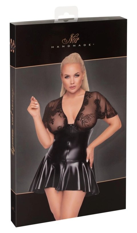 Noir - Krótka Sukienka Z Szeroką Spódnicą Czarna 4XL Noir - Krótka Sukienka Z Szeroką Spódnicą Czarna 4XL