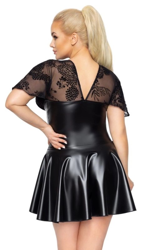 Noir - Krótka Sukienka Z Szeroką Spódnicą Czarna 5XL Noir - Krótka Sukienka Z Szeroką Spódnicą Czarna 5XL