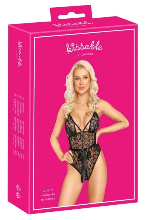 Kissable - Eleganckie Koronkowe Body Z Satynową Kokardką Czarne L/XL Kissable - Eleganckie Koronkowe Body Z Satynową Kokardką Czarne L/XL