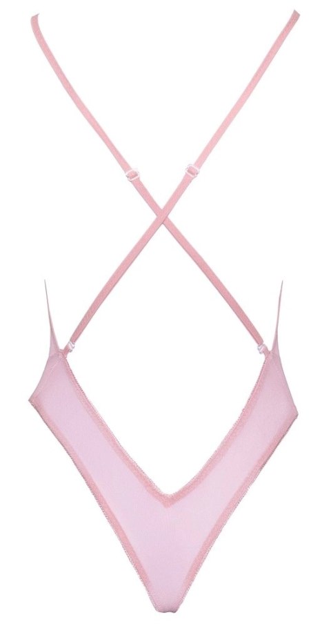 Kissable - Różowe Prześwitujące Body Z Kwiatowym Haftem L/XL Kissable - Różowe Prześwitujące Body Z Kwiatowym Haftem L/XL