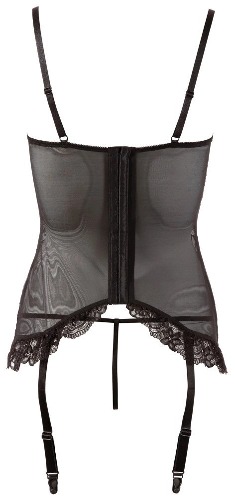 Cottelli LINGERIE - Koronkowa Koszulka Z Paskami Do Pończoch Bez Miseczek + Stringi 80C/L Cottelli LINGERIE - Koronkowa Koszulka Z Paskami Do Pończoch Bez Miseczek + Stringi 80C/L