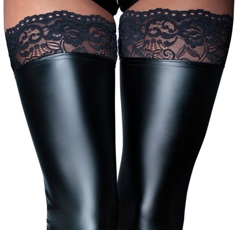 Noir - Seksowne Matowe Pończochy Z Elegancką Koronką Czarne XL Noir - Seksowne Matowe Pończochy Z Elegancką Koronką Czarne XL