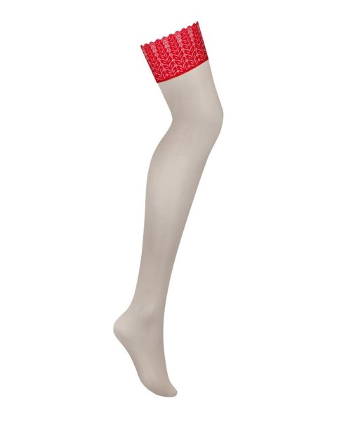 Obsessive - Delikatne Pończochy Ingridia Z Czerwoną Koronką XL/2XL Obsessive - Delikatne Pończochy Ingridia Z Czerwoną Koronką XL/2XL