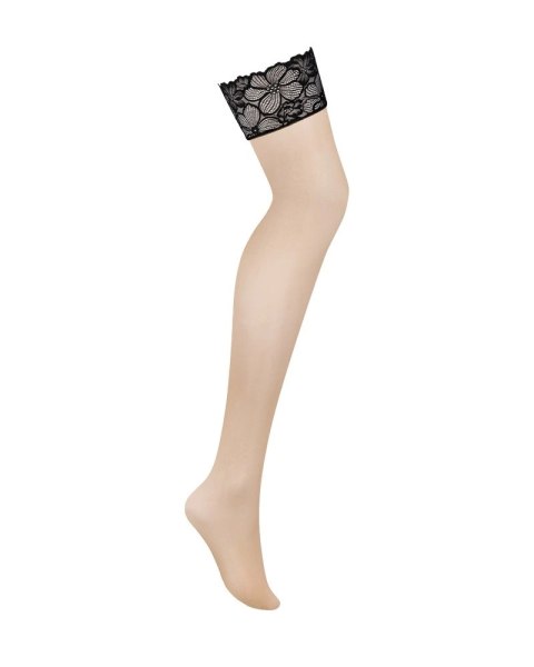 Obsessive - Seksowne Pończochy Nude Z Czarną Koronką Serafia XL/2XL Obsessive - Seksowne Pończochy Nude Z Czarną Koronką Serafia XL/2XL