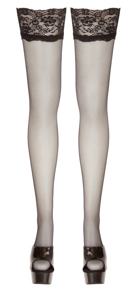 Cottelli LEGWEAR - Czarne Klasyczne Pończochy Z Wysoką Koronką 3 Cottelli LEGWEAR - Czarne Klasyczne Pończochy Z Wysoką Koronką 3